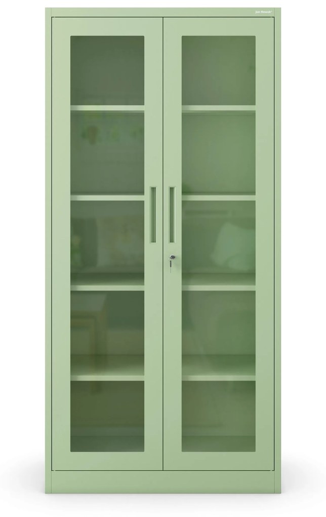 Üveges szekrény AMELIA, 900 x 1850 x 400 mm, Fresh Style: pasztellzöld