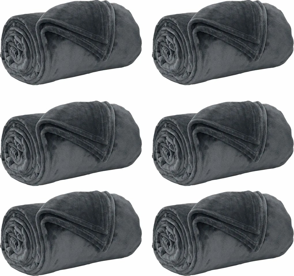 vidaXL Takarók 6 pcs Sötétszürke 150 x 200 cm Gyapjú
