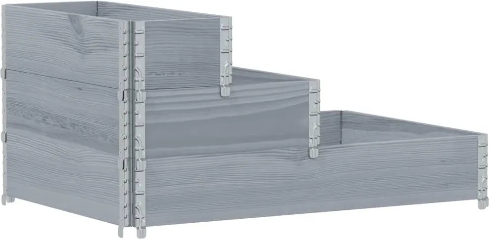 vidaXL 3 szintes szürke tömör fenyőfa magaságyás 120 x 80 cm