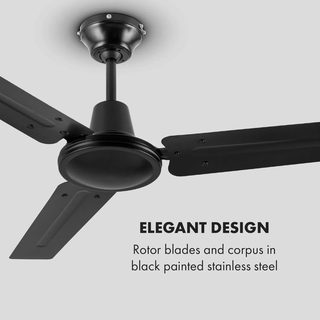 Spin Doctor, fekete, 55W, mennyezeti ventilátor, 122cm, 3 kar, rozsdamentes acél