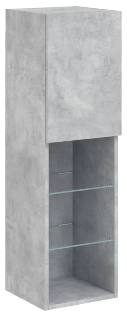 betonszürke TV-szekrény LED-lámpákkal 30,5 x 30 x 102 cm