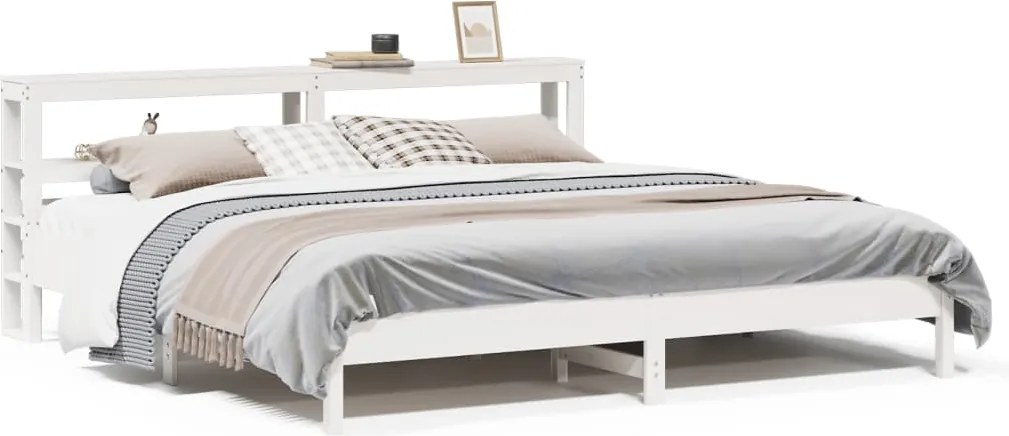 vidaXL fehér tömör fenyőfa ágy matrac nélkül 180 x 200 cm