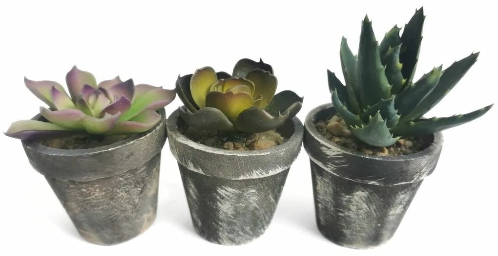 Mesterséges cserepes növény Zamatos, 3 daraboskészlet