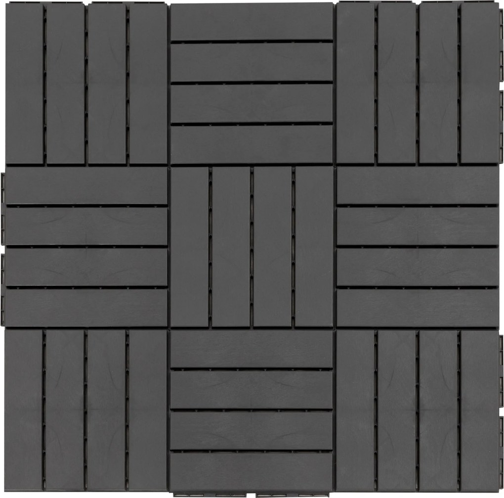 Outsunny Teraszkövek 30 x 30 cm - 9 Darab 0,81㎡ Klipszes Kerti Csempe Erkélyre Draináló Funkcióval - Fekete | Aosom