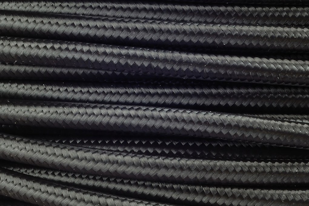 fekete, falon kívüli kábel színes szövetborítással, 3x2,5mm²-es vezetékkel, loft stílushoz