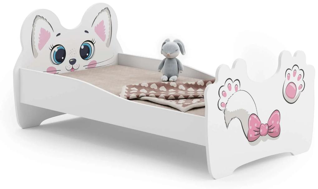 Kobi Animals Ifjúsági ágy - Cica - fehér-rózsaszín - Többféle méretben