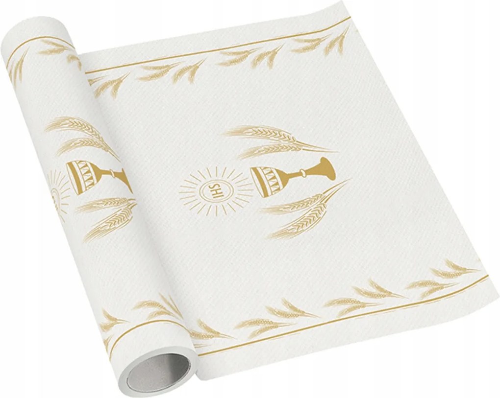 Elsőáldozási futópad fehér, arany kehellyel 40x500 cm Ihs