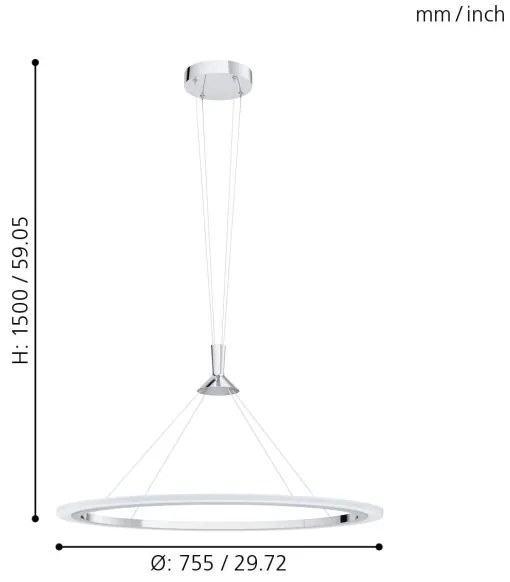 Eglo 98427 - LED RGB Dimmelhető csillár zsinóron HORNITOS-C LED/37W/230V + távirányító