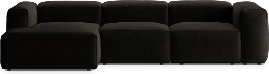 Fekete sarokkanapé (bal oldali-heverő résszel) Bergamo – Cosmopolitan Design