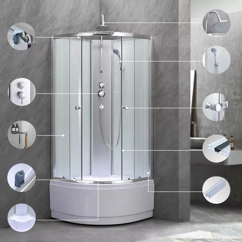 Karolino 80 white mélytálcás zuhanykabin