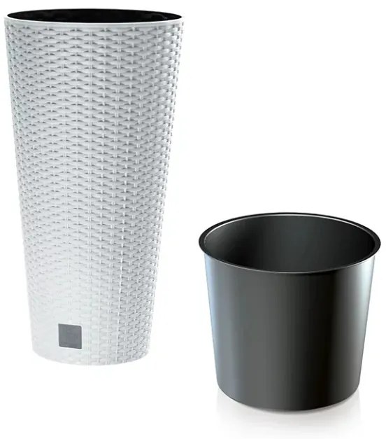 Prosperplast Rato Tubus virágcserép fehér 25 cm-es betéttel