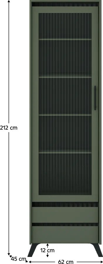 Vitrin, smoke zöld/fekete, LONGY REG1W2S