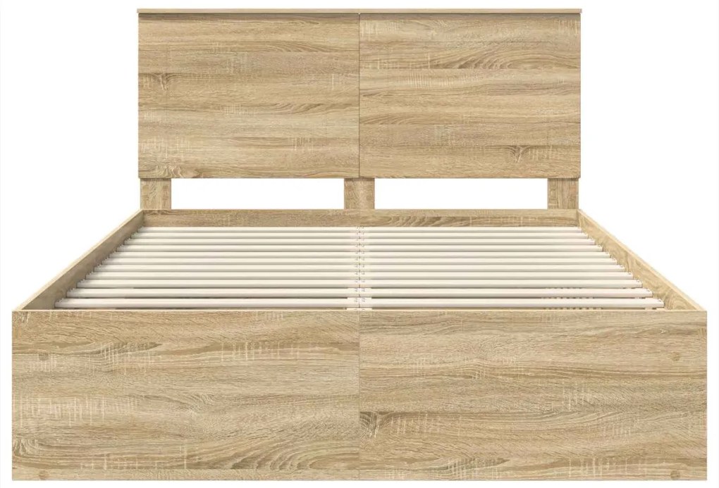 vidaXL Ágykeret fejtámlával Sonoma 160 x 200 cm Tömör fenyőfa