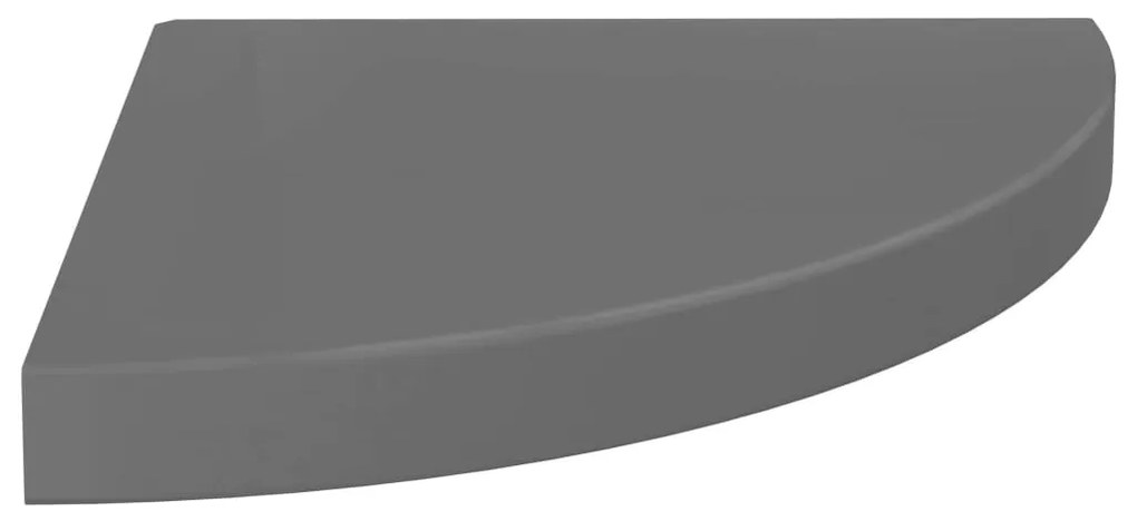 4 db magasfényű szürke MDF lebegő sarokpolc 35 x 35 x 3,8 cm