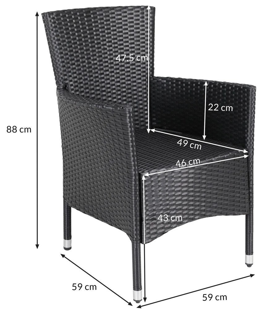 Casaria® 2 db rattan szék - fekete