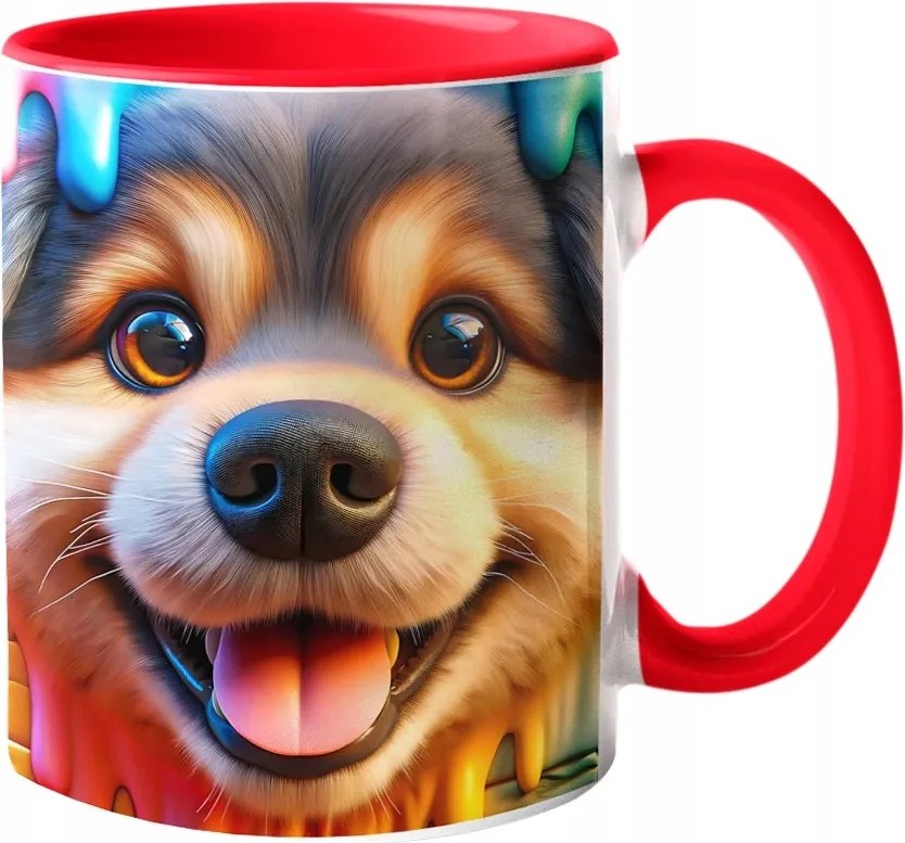 Látványos Kutyás Bögre Édes Arc Páratlan Színek "3D hatás" 330ml