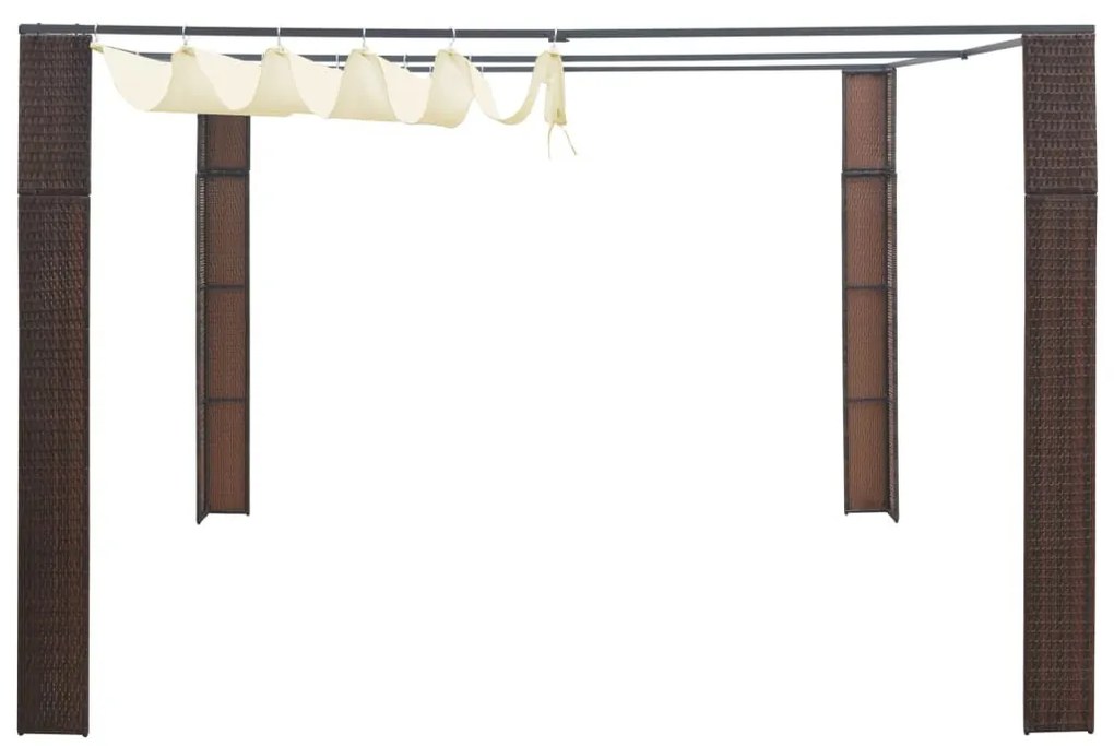 barna és krémszínű polyrattan pavilon tetővel 300x300x200 cm
