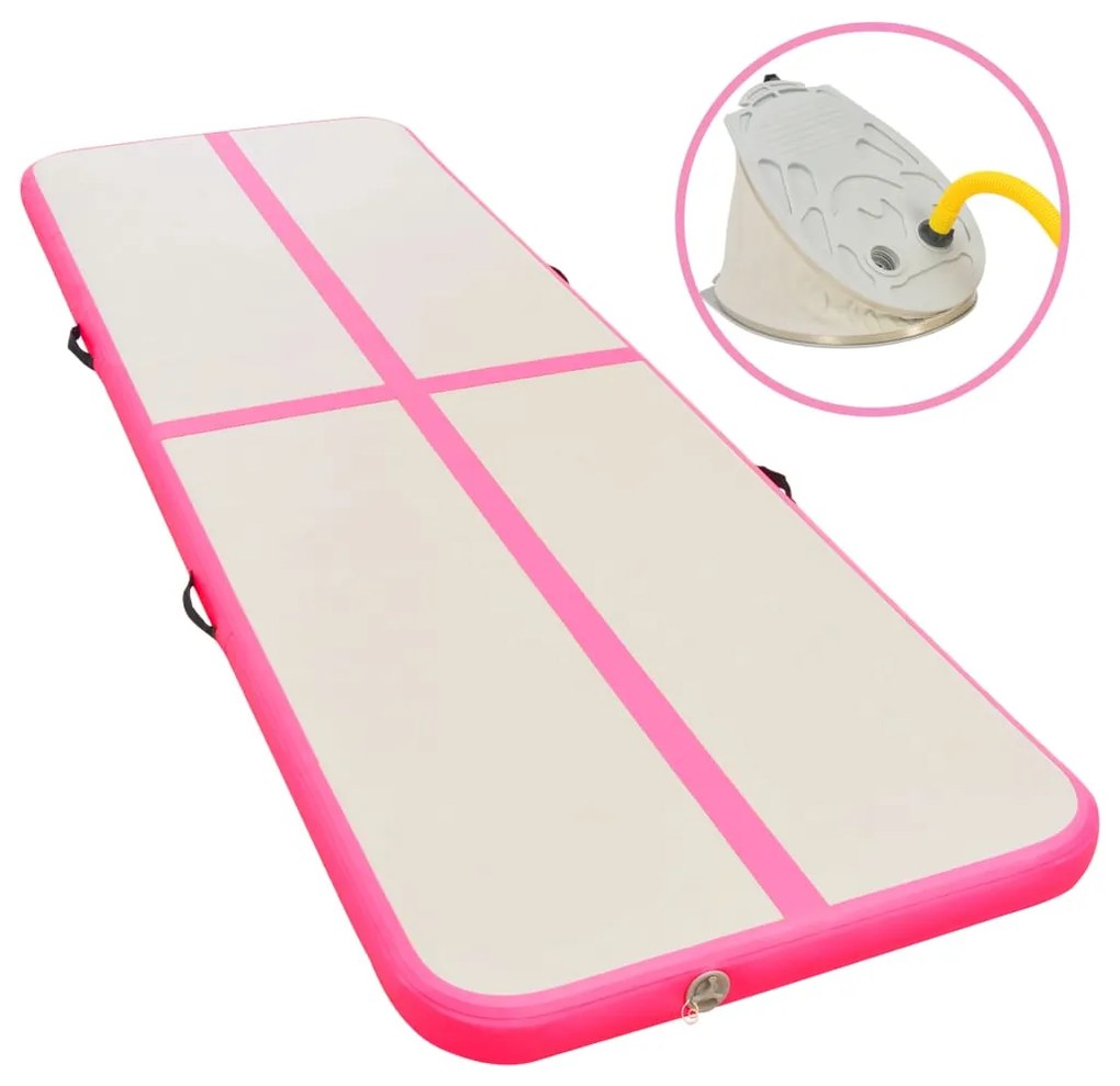 vidaXL rózsaszín PVC felfújható tornaszőnyeg pumpával 500x100x10 cm