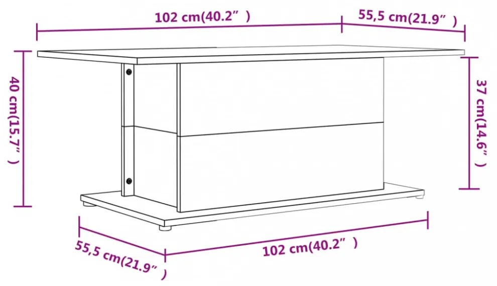 fekete szerelt fa dohányzóasztal 102x55,5x40 cm