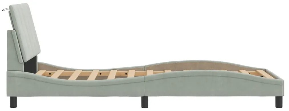 világosszürke bársony ágykeret LED-világítással 80 x 200 cm