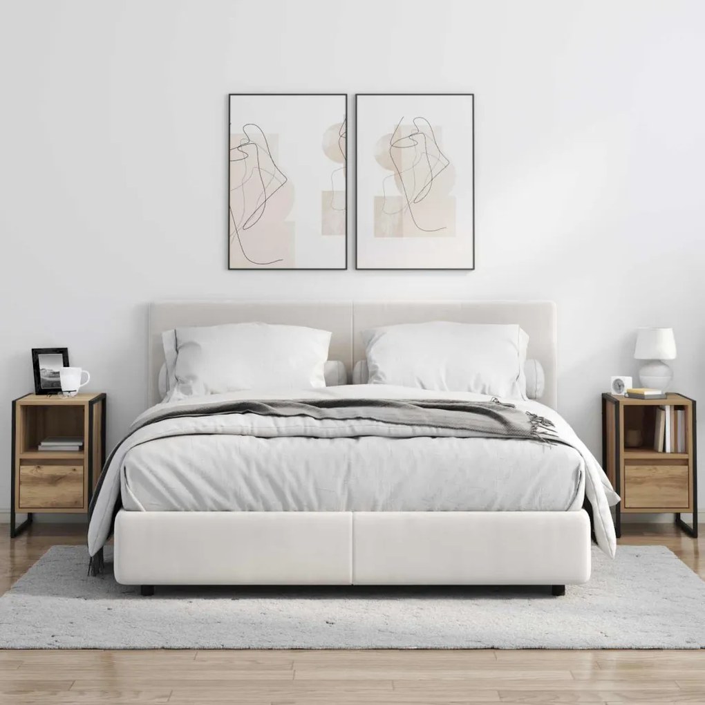 vidaXL Éjjeli asztal fiókkal Művészi tölgy 39,5 x 30 x 50 cm Faanyag