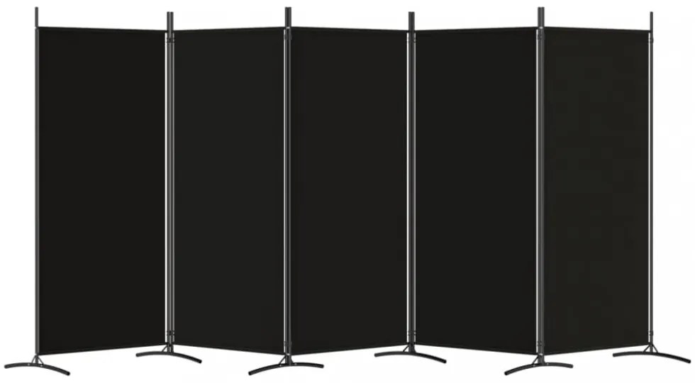 5 paneles fekete szövet térelválasztó 433x180 cm