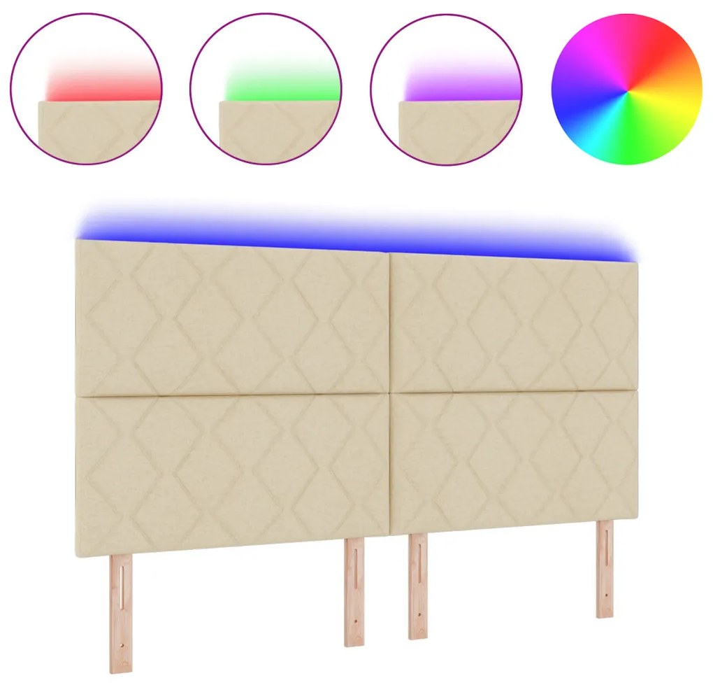 LED Fejtámla Gyémánt Blokk Design Krém 180 cm Szövet