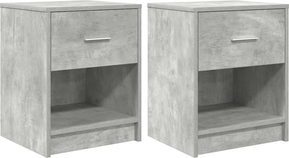 vidaXL 2 db betonszürke éjjeliszekrény fiókkal 40x34x50 cm