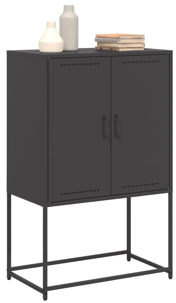 fekete acél magasszekrény 68,5 x 38,5 x 107 cm