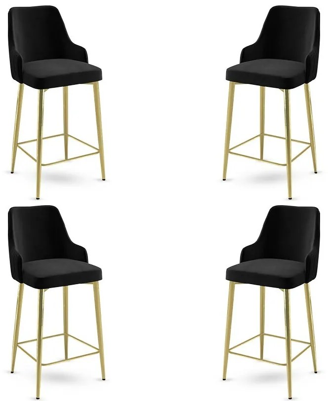 Enox Black and Gold bárszék szett, 4 db