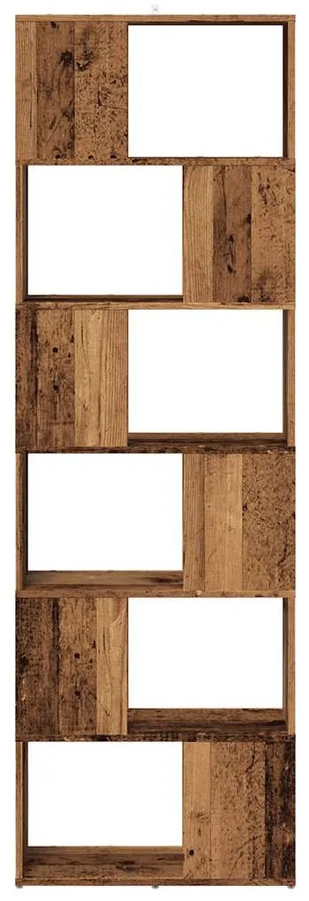 antik fa színű térelválasztó könyvszekrény 60x24x186 cm