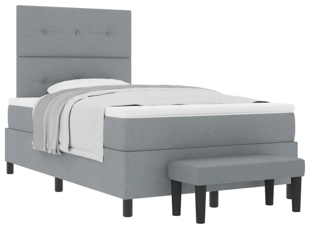 Box Spring Ágy Matraccal és Pad mosott szürke 120x200 cm Szövet