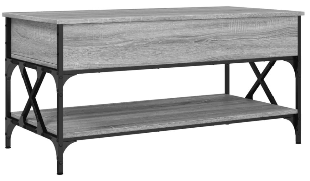 szürke sonoma szerelt fa és fém dohányzóasztal 100 x 50 x 50 cm