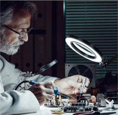 Extol - LED Dimmelhető asztali lámpa nagyítóval LED/8W/5V 2900/4500/7500K fekete