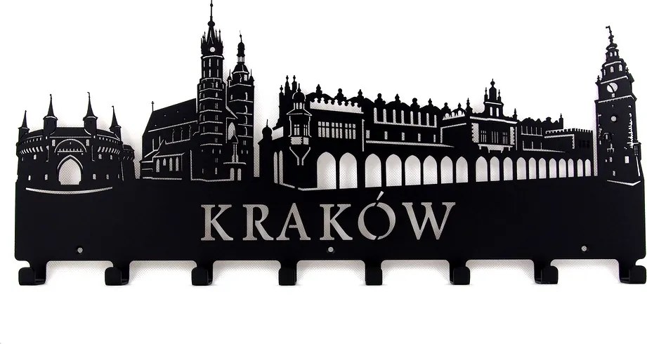 Fali ruhafogas előszobába, fekete, városi grafikával Krakkó