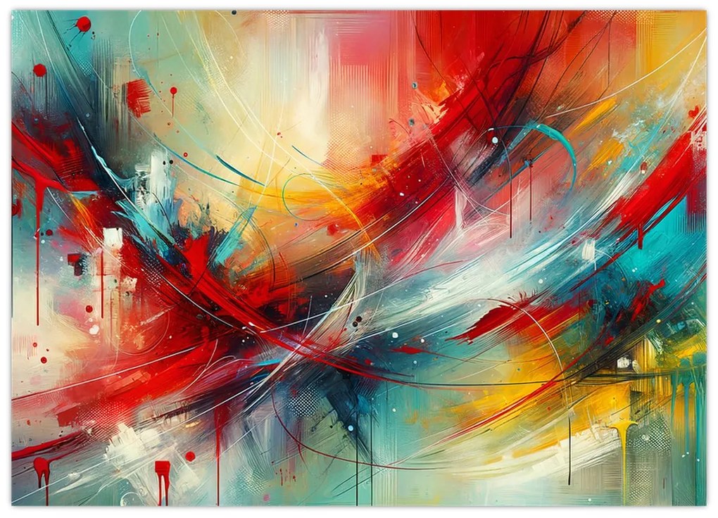 Üveg kép – Absztrakció pirossal (70x50 cm)