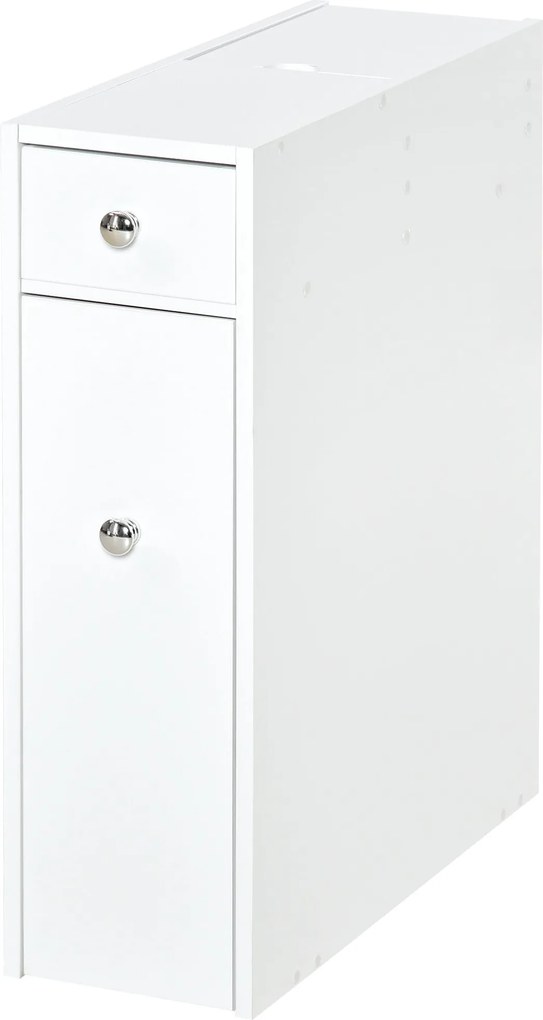 HOMCOM Fürdőszobai Oldalszekrény 2 Fiókkal és Tetővel Ellátott Felső Rekesszel Mosogató Showerhez 17x48x58 cm Fehér | Aosom