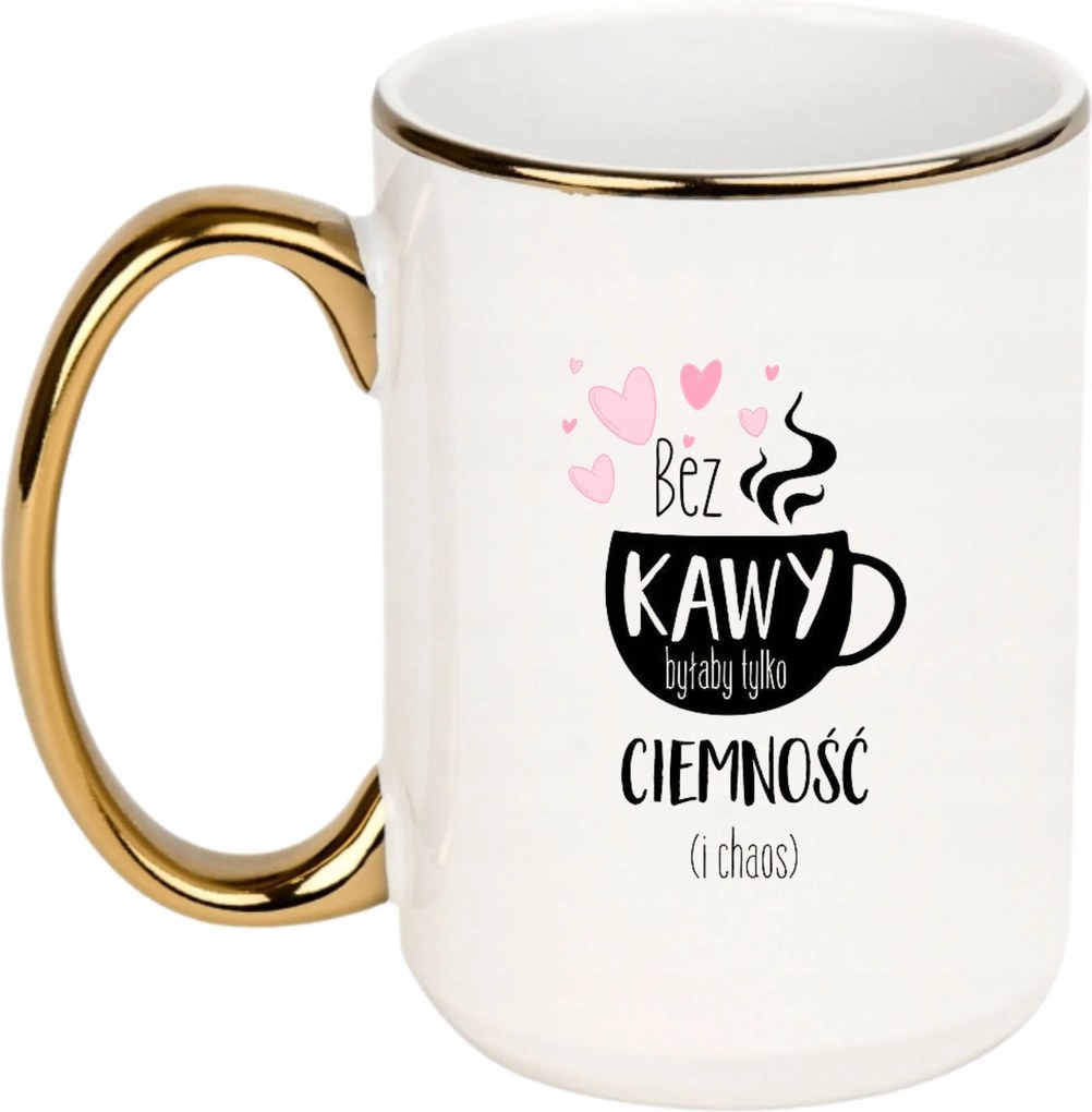 Bögre Fehér Arany Fül Nagy 440ml Vicces Ajándék Kávé Nélkül