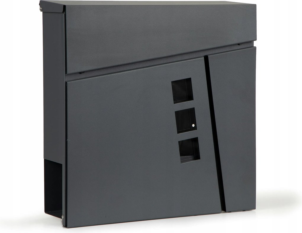 Postaláda újságtartóval, horganyzott acél, antracit