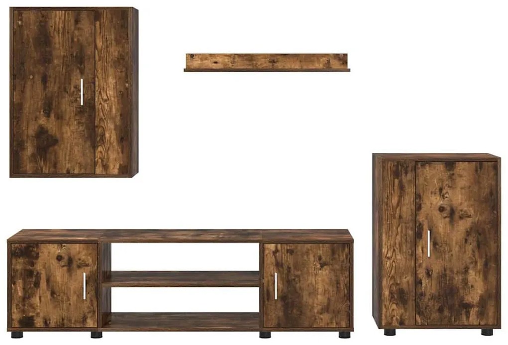 4 részes TV szekrény szett 4 pcs Füstölt tölgy Faanyag