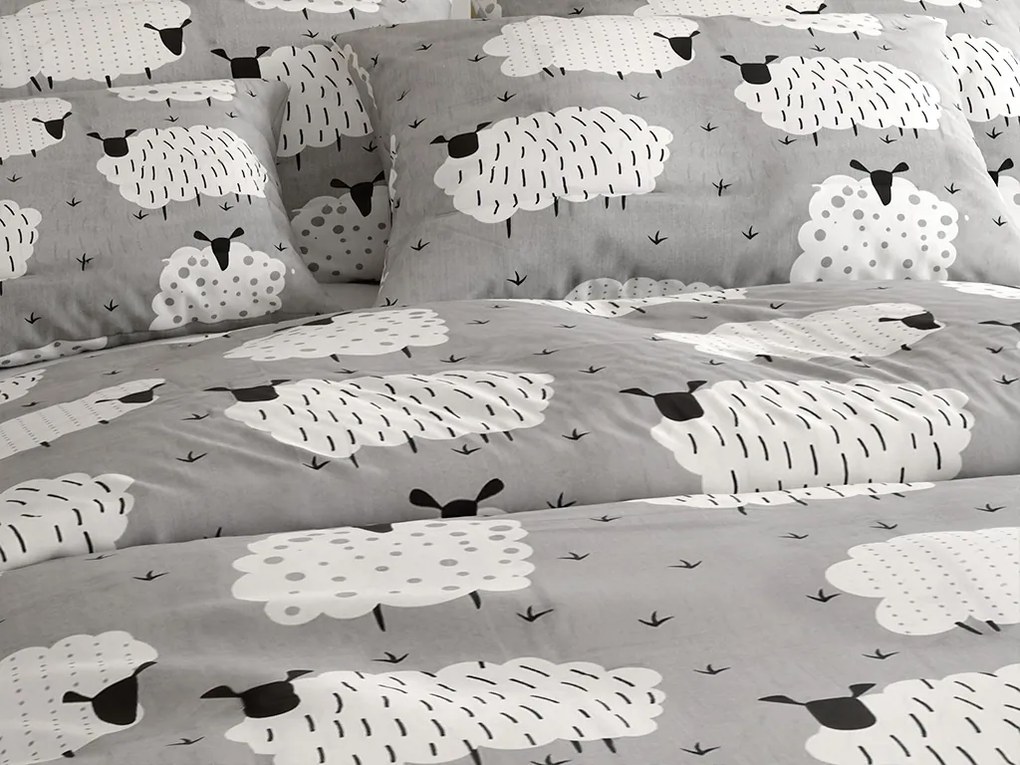 Pamut ágynemű SHEEP POLY szürke Ágyneműhuzat mérete: 70 x 90 cm | 140 x 200 cm