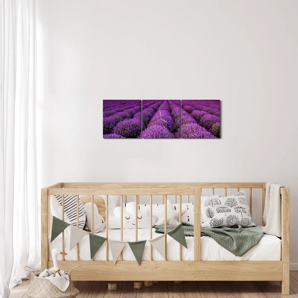 Kép - Levendula mező (órával) (90x30 cm)