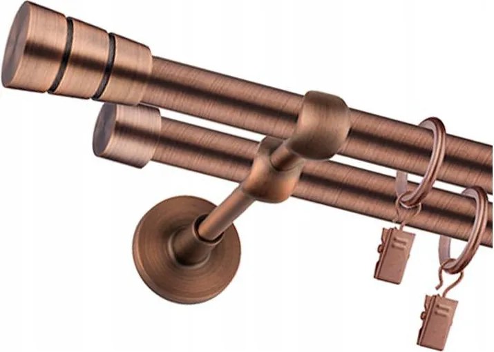 Dupla Függönykarnis Réz 19mm 120cm Különböző Minták