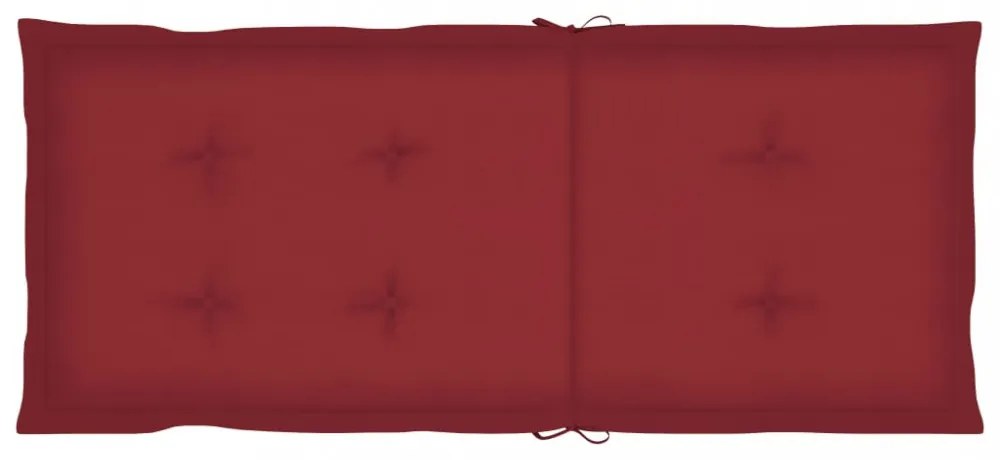 6 db bordó szövet kerti magas háttámlájú székpárna 120x50x3 cm