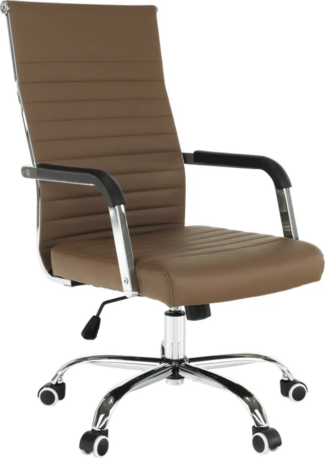 Irodai szék, textilbőr/fém, taupe/króm, FARAN