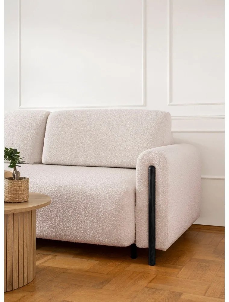 Bézs-krémszínű buklé kinyitható-tárolóhelyes kanapé 244 cm Arcadova – ELTAP