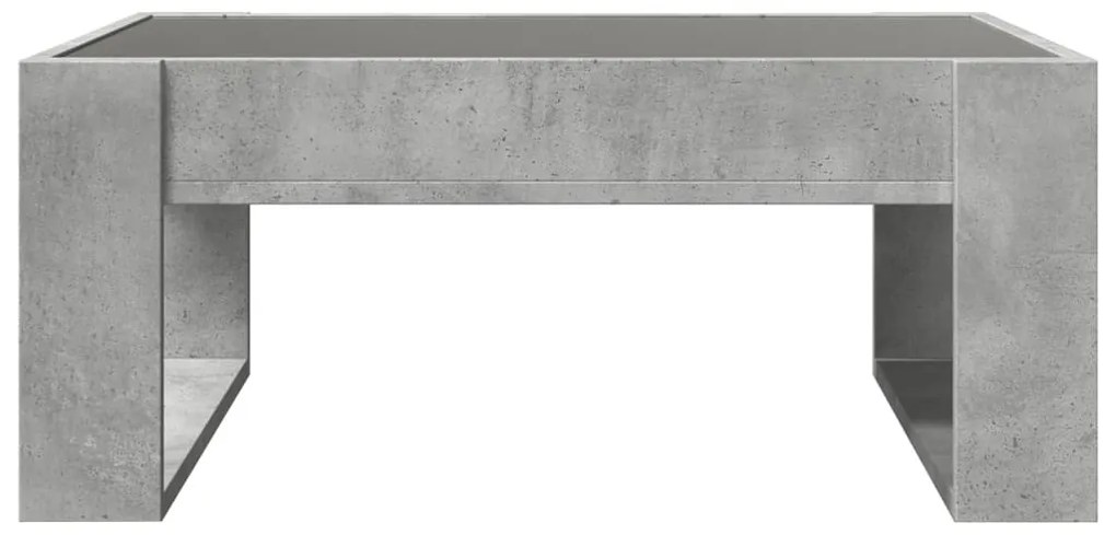 betonszürke végtelen hatású LED-es dohányzóasztal 70x53x30 cm