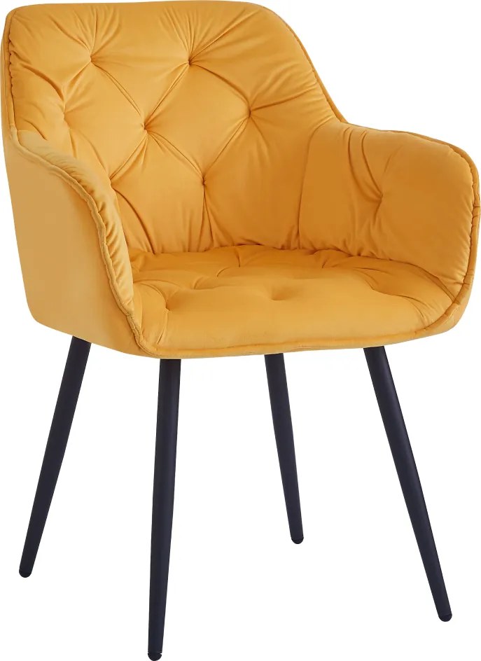 Dizájnos fotel, sárga Velvet szövet, FEDRIS NEW