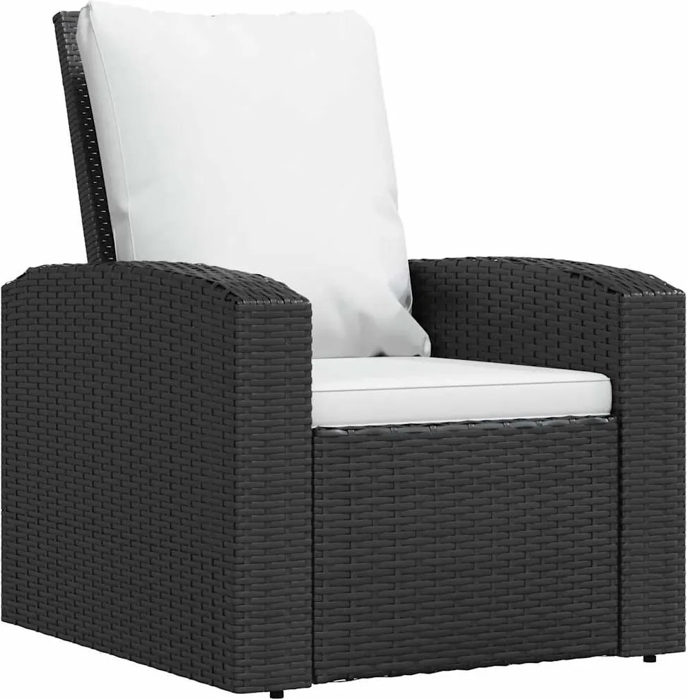 vidaXL fekete polyrattan dönthető kerti szék párnával