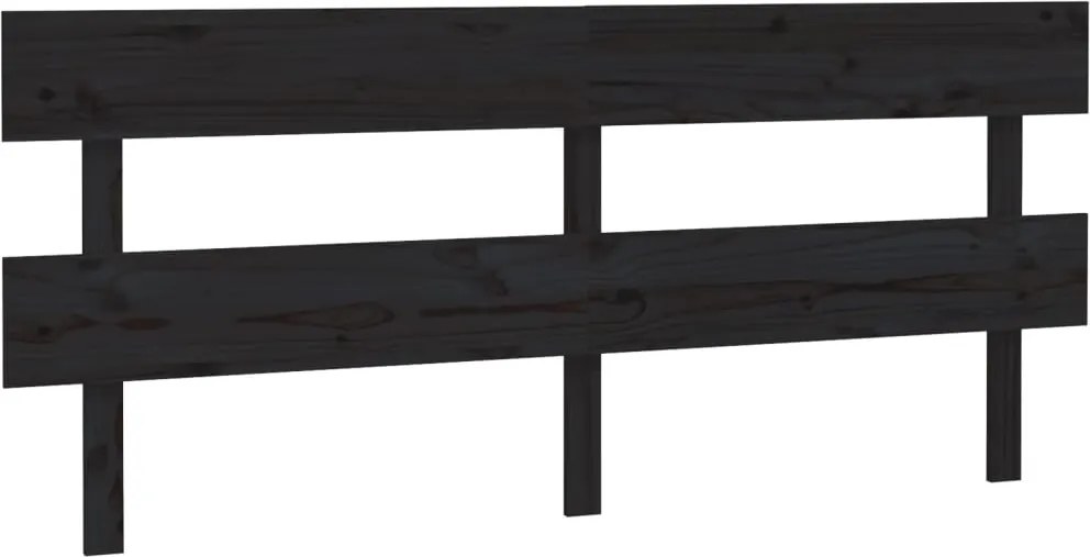 vidaXL fekete tömör fenyőfa ágyfejtámla 204x3x81 cm